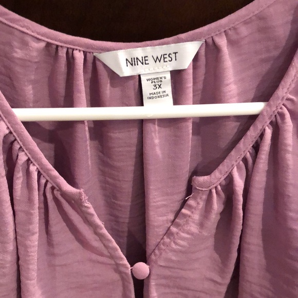 NWT Nine West Mauve/dusty rose button front balloon sleeve tunic sz 3X - Picture 2 of 3